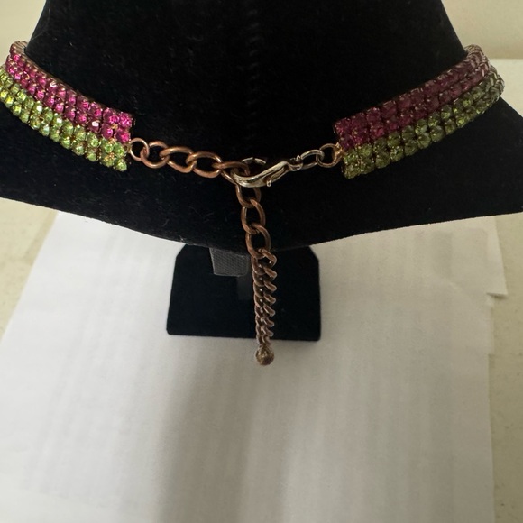 Zara Pink and Green Crystal Flower Necklace - Picture 2 of 4